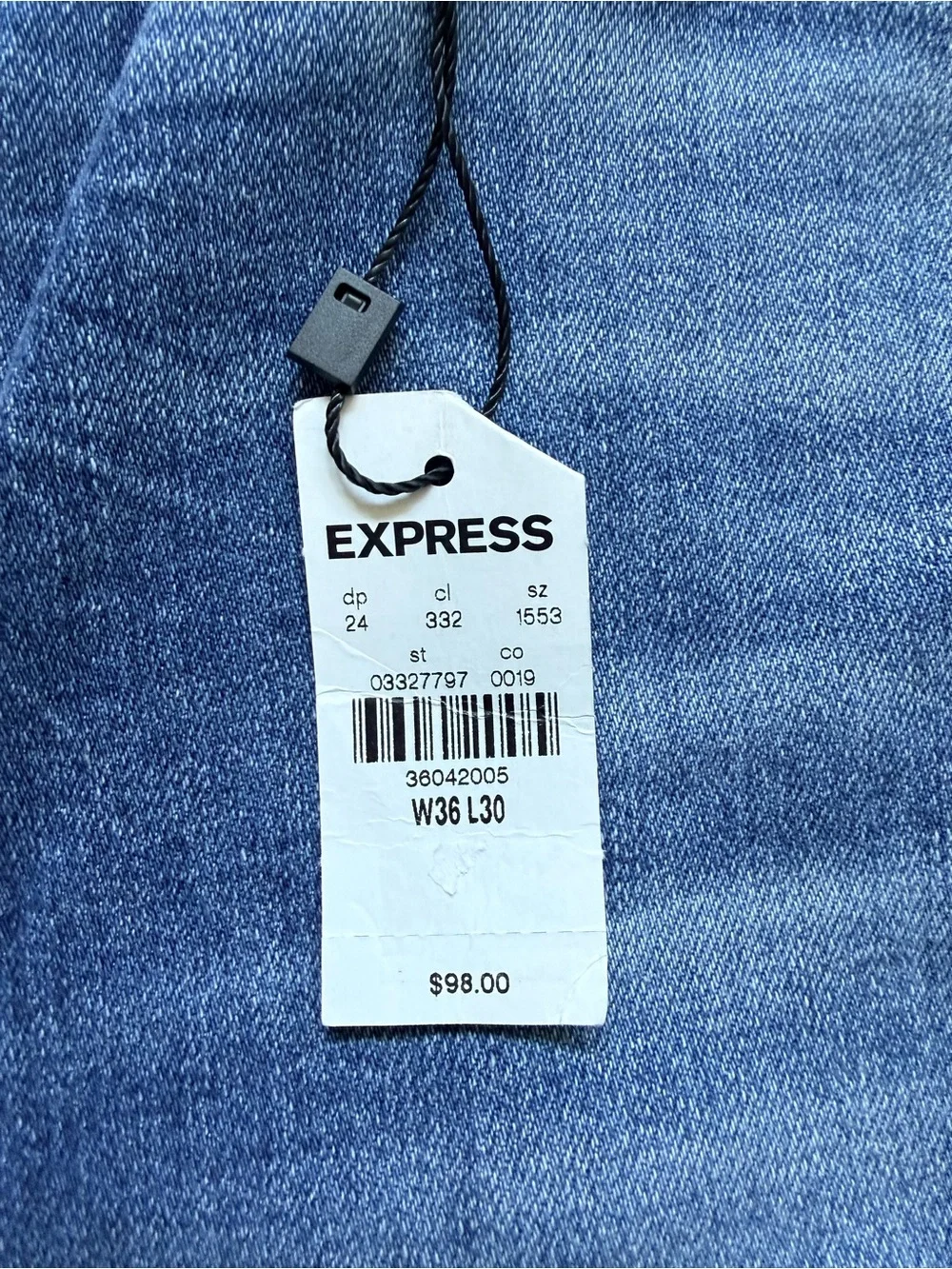 NWT Express Mens Stretch Skinny Jeans Size 36/30 (37 X 28) Distressed New